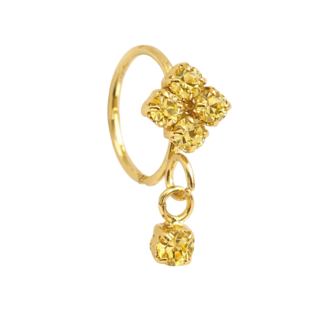 18K Gold-Plated Cluster Dangle Nose Ring