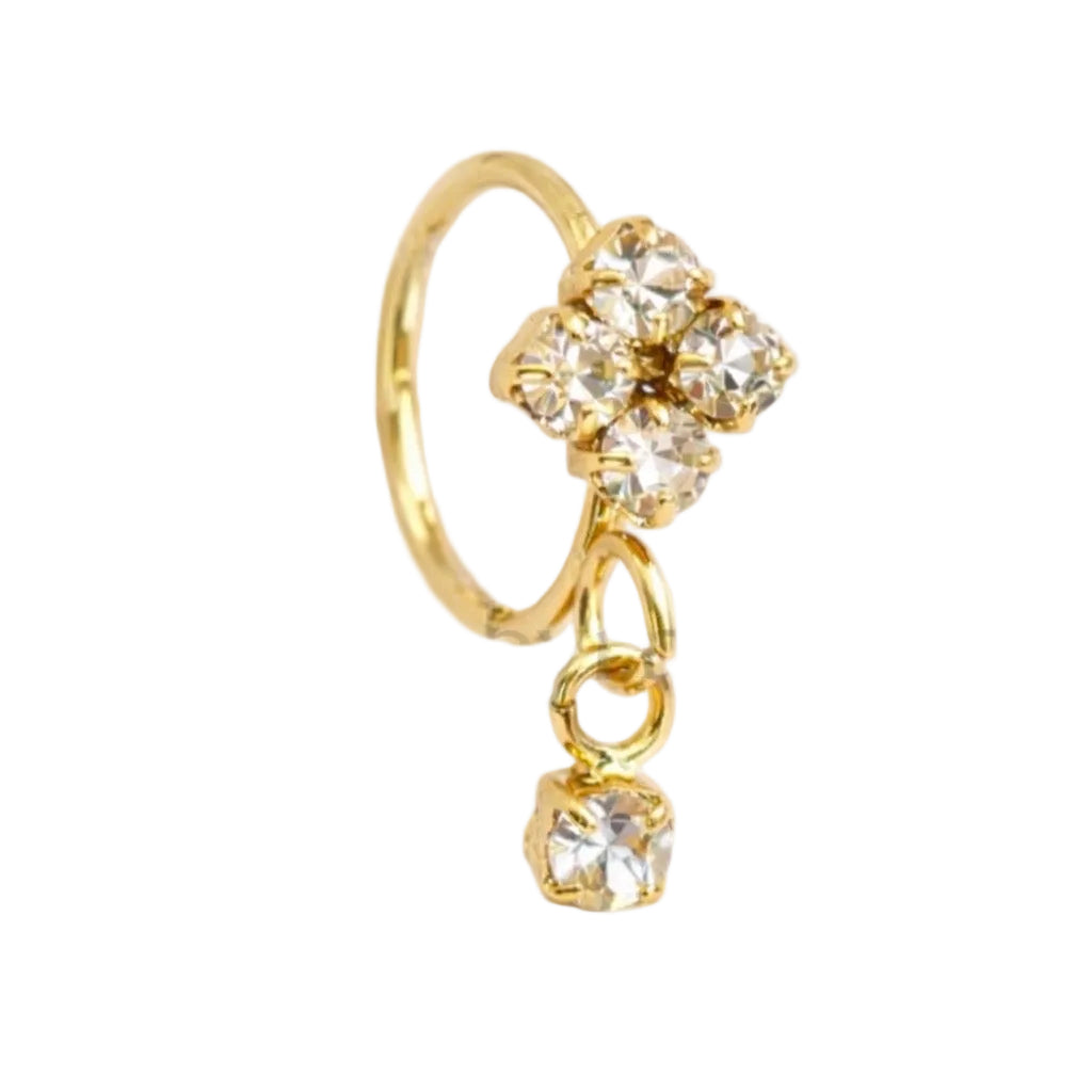 18K Gold-Plated Cluster Dangle Nose Ring
