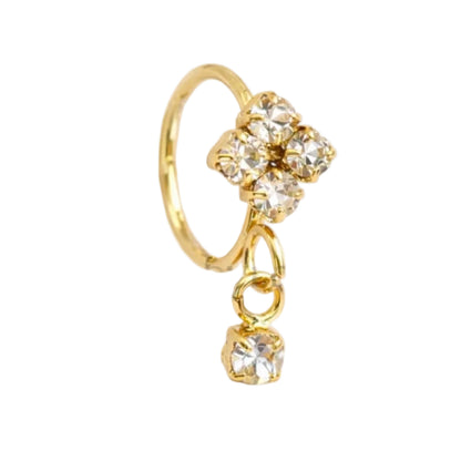 18K Gold-Plated Cluster Dangle Nose Ring