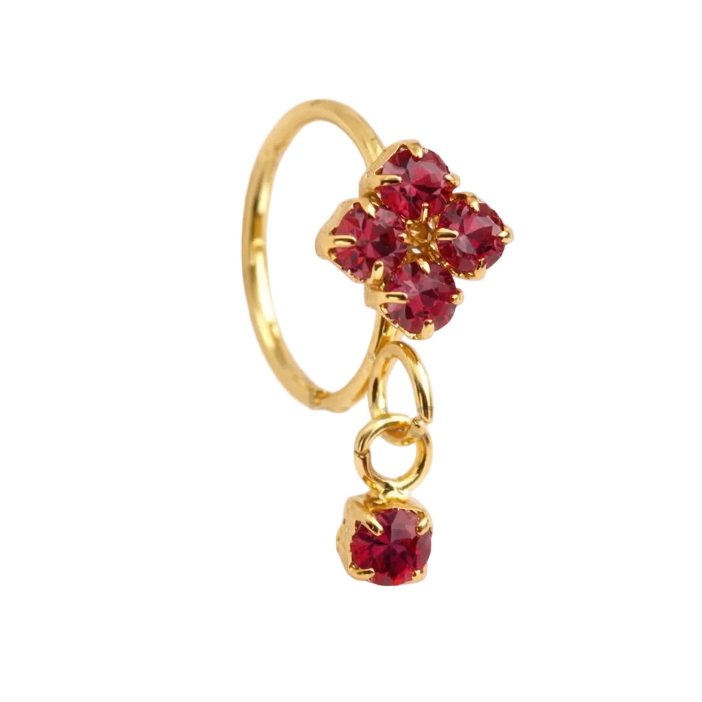 18K Gold-Plated Cluster Dangle Nose Ring