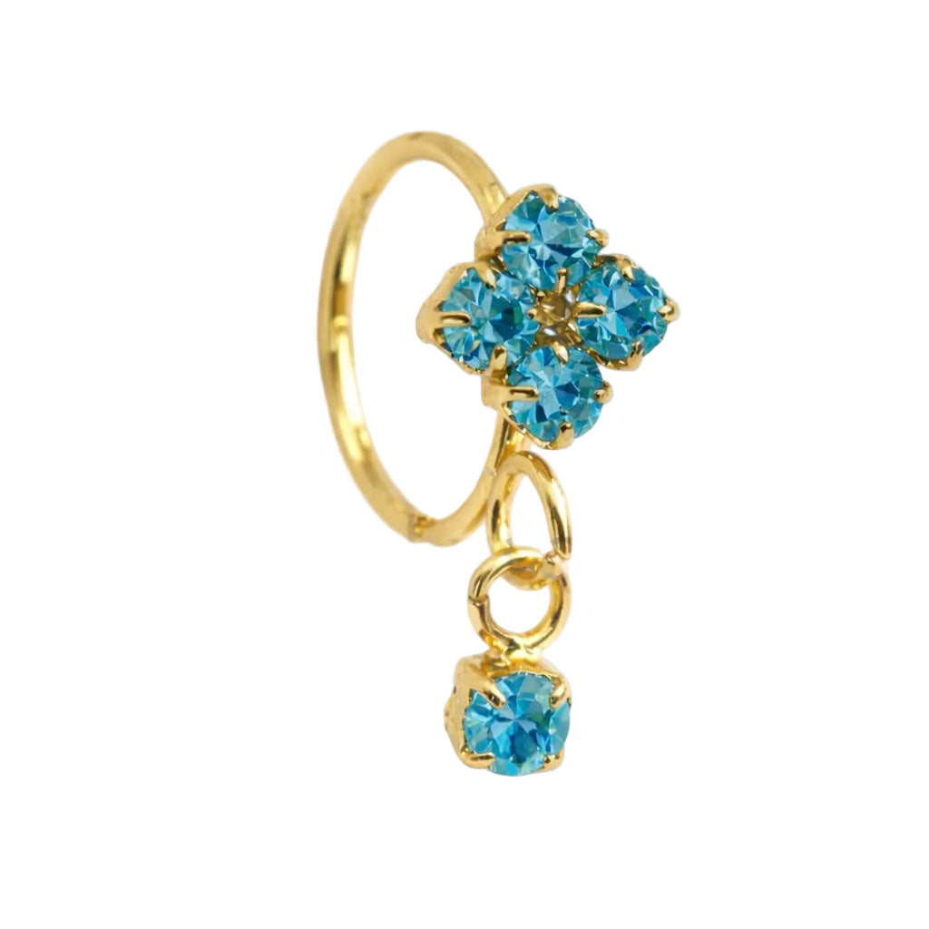 18K Gold-Plated Cluster Dangle Nose Ring