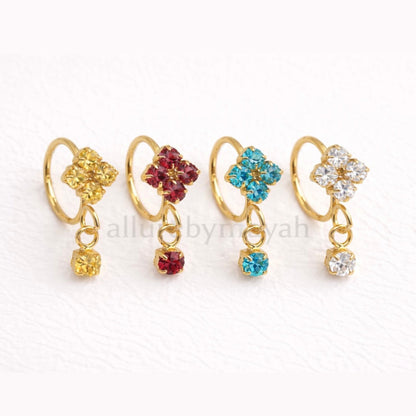 18K Gold-Plated Cluster Dangle Nose Ring